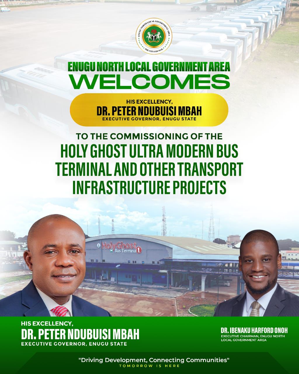 Gov. Mbah to Commission Holy Ghost Transport Terminals and CNG Buses in Enugu North LGA